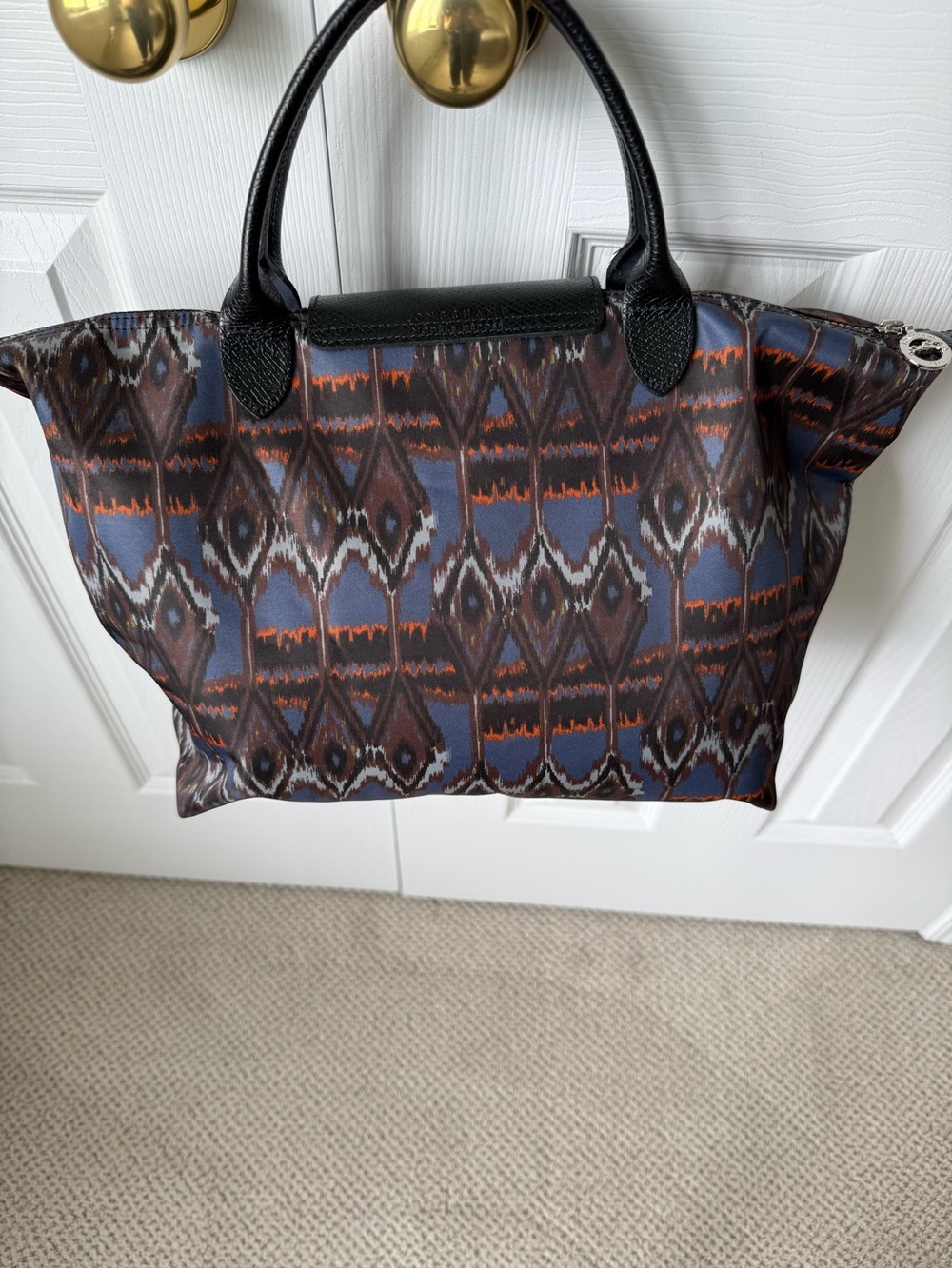 Longchamp Blue Brown Ikat Tote - Picture 4 of 9